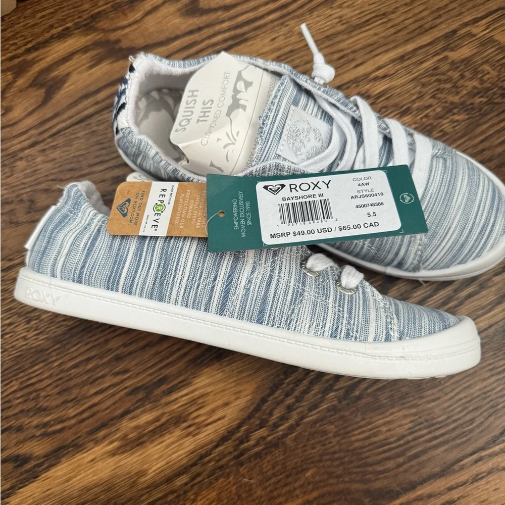 Roxy Women’s Bayshore III Blue Ashes &
White Slip-On Sneakers Shoes 5.5 NEW - Picture 5 of 8